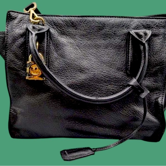 MICHAEL Michael Kors McKenna Black Leather Satchel - Picture 1 of 7